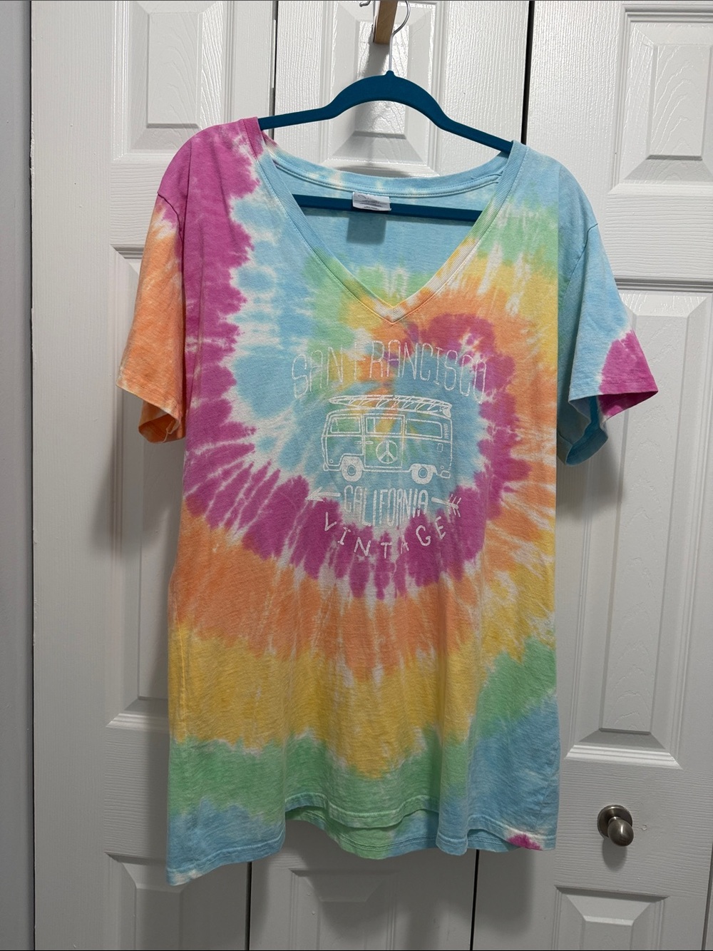 Port and Company Kids Tie-Dye V-Neck Tee in Multi Pastels